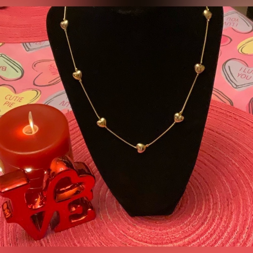 Gold Heart Station Necklace - Women Jewelry Necklaces